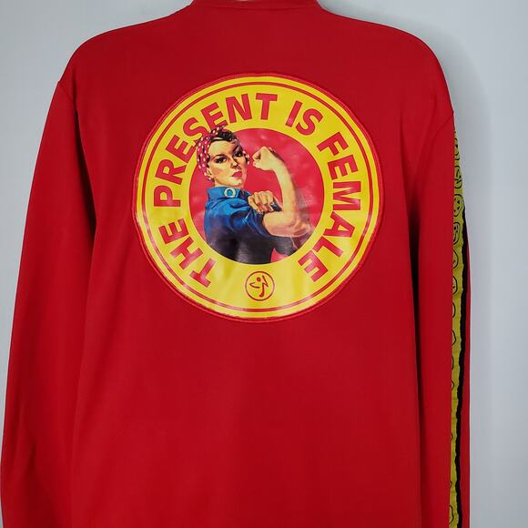 Zumba Spread Love Zip Up Tracksuit Set of 2 Red Jacket Large Pants Medium - Picture 4 of 14